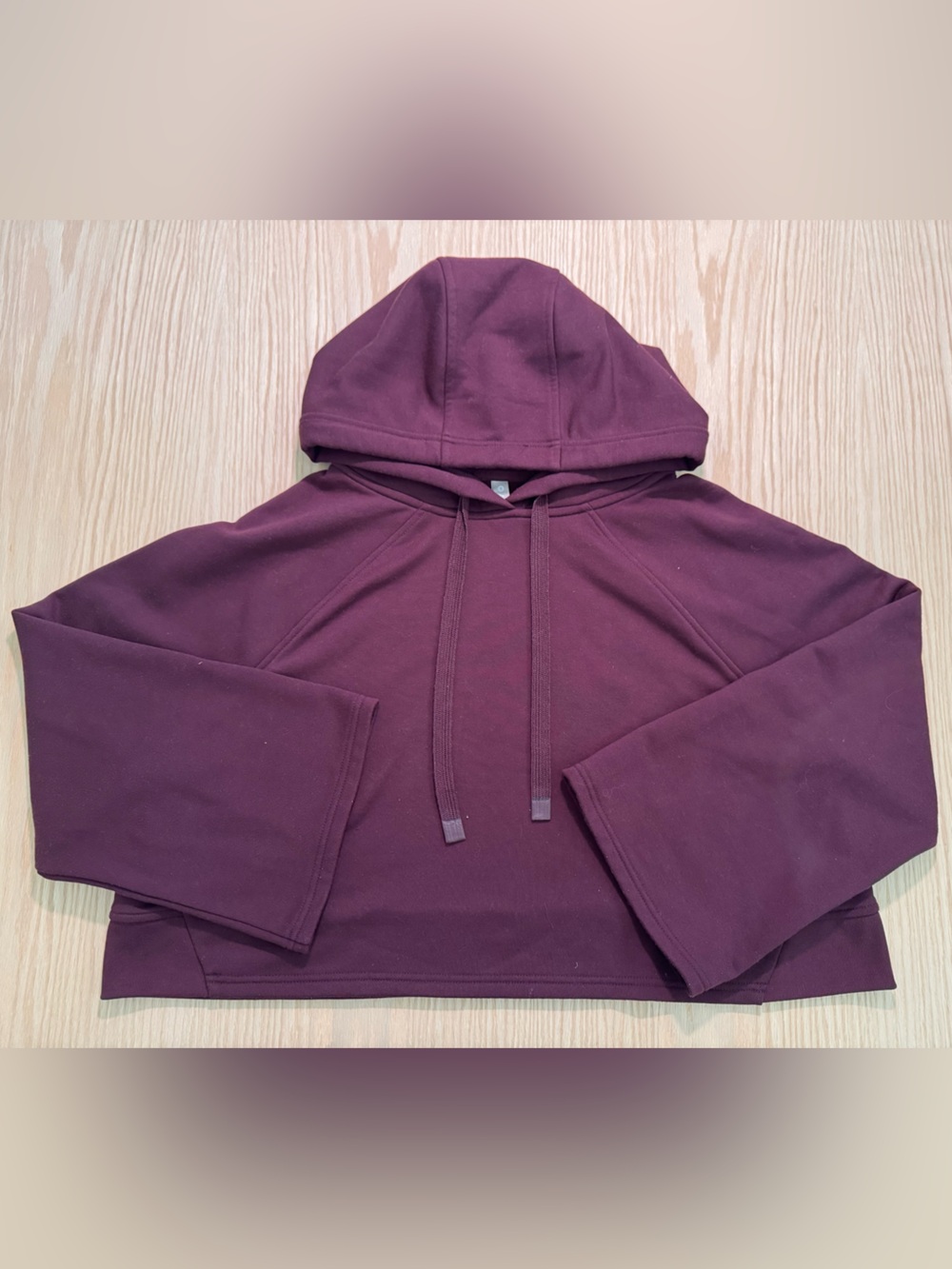 Athleta Cropped Hoodie Sweater in Deep Plum